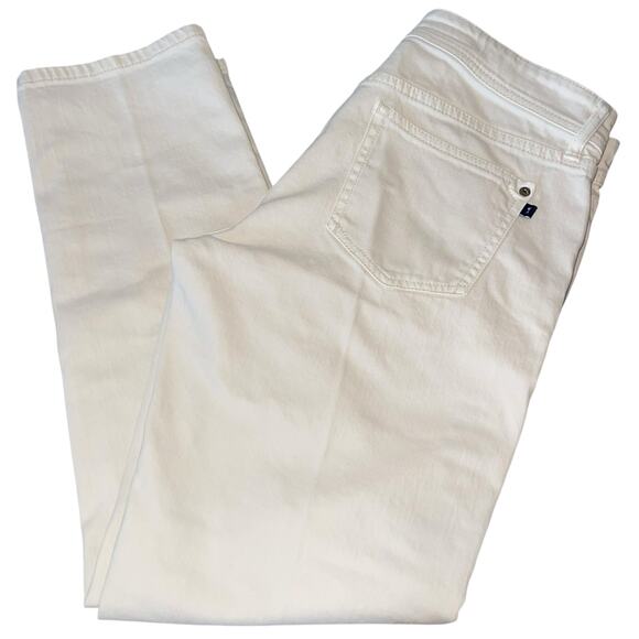 Pilcro Embroidered Jeans Anthropologie Boyfriend Mid Rise Cream - Picture 8 of 14